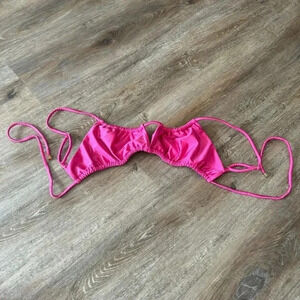 NAEL Women's Large Pink Bikini Top Nylon Spandex Swim Pool Beach Tie